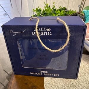 Tree Organic 2000 organic Blue 100% cotton King Sheet Set nwt